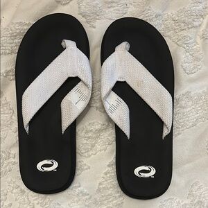 Women's Black and White Flip Flops
